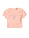 Camiseta RoseSeek Girl's Letter Bow estampada de manga curta rosa Camiseta RoseSeek Girl's Letter Bow estampada de manga curta rosa