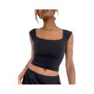 Camiseta Sem Mangas Azul Para Mulheres, Casual De Verão, Ajuste Slim, Moda Streetwear