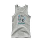 Camiseta Sem Mangas De Algodão Para Meninos Com Estampa De Barco, Top De Verão Para Crianças