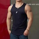 Camiseta Sem Mangas De Secagem Rápida Para Homens, Top Casual De Verão Com Decote Redondo Para Camiseta Sem Mangas De Secagem Rápida Para Homens, Top Casual De Verão Com Decote Redondo Para