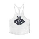 Camiseta Sem Mangas Em Algodão Com Estampa De Lobo Para Homens, Vestuário De Fitness E Musculação
