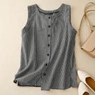 Camiseta Sem Mangas Feminina Com Decote Redondo E Bolsos, Blusa Vintage Coreana De Verão Com Botões