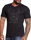 Camiseta Slim Gola V Casual e Estilosa com Estampa Pit Bull Jeans 86700 Tamanho:MCor:Preto Camiseta Slim Gola V Casual e Estilosa com Estampa Pit Bull Jeans 86700 Tamanho:MCor:Preto