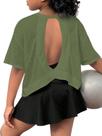 Camiseta SOLY HUX feminina de manga curta aberta 11Y verde militar