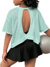Camiseta SOLY HUX feminina de treino com costas abertas, manga curta, 11Y