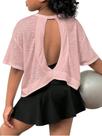 Camiseta SOLY HUX feminina de treino com costas abertas, manga curta, 11Y