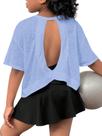 Camiseta SOLY HUX feminina de treino de costas abertas de manga curta 8Y