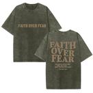 Camiseta Sptuoiy Faith Over Fear Christian para homens Acid Wash Camiseta Sptuoiy Faith Over Fear Christian para homens Acid Wash