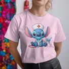 Camiseta Stitch Enfermagem Camisa Unissex 100% Algodão Premium Lançamento 2025 Plus Size