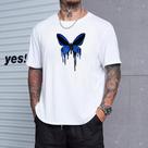 Camiseta StreetWear 100 % Algodão Borboleta Azul Lançamento Envio Imediato