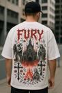 Camiseta Streetwear Oversized Masculina Branca Fury