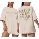 Camiseta Sulayesh Faith Over Fear para mulheres, damasco, tamanho M