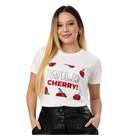 Camiseta T-Shirt Blusa Feminina 100% Algodão Fio 30.1 Penteado Cor Off Moda Cherry Camiseta T-Shirt Blusa Feminina 100% Algodão Fio 30.1 Penteado Cor Off Moda Cherry