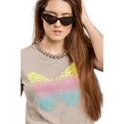 Camiseta T-shirt Estonada Feminina 100% Algodão Manga Curta Gola Redonda CANDY