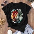 Camiseta T-shirt Feminina Blusa Estampada Corajosa Leão de Judá Preta