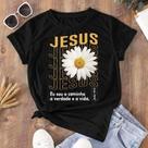 Camiseta T-shirt Feminina Blusa Estampada Corajosa Leão de Judá Preta