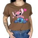 Camiseta T-shirt Feminina Personalizada Stich Namorando Elegante Confortavel