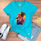 Camiseta T-shirt Feminina Turquesa Leão