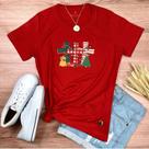 Camiseta T-shirt Feminina Vermelha Cruz Natalina Camiseta T-shirt Feminina Vermelha Cruz Natalina