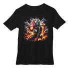 Camiseta T-shirt Preta Arlequina Desenho Estampa Dtf Halfton