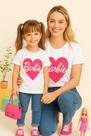 Camiseta Tal Mãe Tal Filha Barbie coração ( 2 peças )