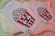 Camiseta Tal Mãe Tal Filha estampa Pipoca bordada ( 2 peças )