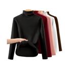 Camiseta Térmica Feminina De Manga Longa Grossa E Quente, Gola Alta, Para Outono/Inverno