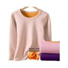 Camiseta Térmica Feminina Forrada Com Fleece, Gola Redonda, Camada Base Para Outono/Inverno, Blusa
