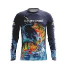 Camiseta Térmica Sublimada Manga Longa Duagro Pescaria Tucunaré Azul Suplex Dry UV Camiseta Térmica Sublimada Manga Longa Duagro Pescaria Tucunaré Azul Suplex Dry UV