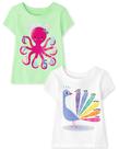 Camiseta The Children's Place Baby Toddler Girls, pacote com 2 unidades Camiseta The Children's Place Baby Toddler Girls, pacote com 2 unidades