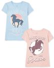 Camiseta The Children's Place de manga curta, pacote com 2, para meninas de 14 anos Camiseta The Children's Place de manga curta, pacote com 2, para meninas de 14 anos