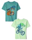 Camiseta The Children's Place de manga curta, pacote com 2 unidades de bicicleta/skate