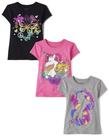Camiseta The Children's Place Girls de manga curta, pacote com 3 unidades, 7-8Y Camiseta The Children's Place Girls de manga curta, pacote com 3 unidades, 7-8Y