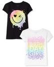 Camiseta The Children's Place Girls, estampa sortida, pacote com 2