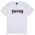 Camiseta Thrasher Feminino Double Flame Neon Branco