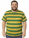 Camiseta Torcedor Brasil Listrada Verde Amarela Tamanho Especial Plus Size