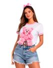 Camiseta Tshirt Feminina Baby Look Casual Estampa Ursinho Camiseta Tshirt Feminina Baby Look Casual Estampa Ursinho