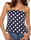 Camiseta tubular feminina Navonta, de bolinhas, cetim, sem encosto, bandeau azul marinho