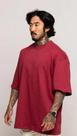 Camiseta Tubular Streetwear Vinho Lisa Sem Costura Lateral Oversized Fio 20 Tam GG