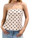 Camiseta tubular Ythomm feminina de bolinhas, sem encosto, dividida, sem alças Camiseta tubular Ythomm feminina de bolinhas, sem encosto, dividida, sem alças
