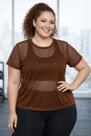 Camiseta Tule Feminina Plus Size Preta Moda Fitness e Casual 4850 Tamanho:ÚnicoCor:Marrom