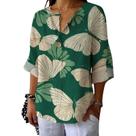 Camiseta túnica domirica com decote em V floral estampada plus size