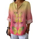Camiseta túnica domirica com decote em V floral estampada plus size
