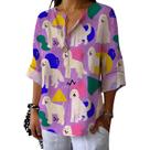 Camiseta túnica domirica com decote em V floral estampada plus size