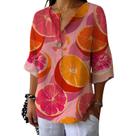 Camiseta túnica domirica com decote em V floral estampada plus size
