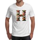 Camiseta Unissex Alfabeto Floral Letra H Camiseta Unissex Alfabeto Floral Letra H
