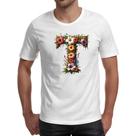 Camiseta Unissex Alfabeto Floral Letra T