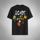Camiseta Unissex Algodão Premium Casual Algodão 30.1 Rock Camisa Estampada ACDC Simpsons