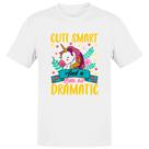 Camiseta Unissex Cute smart and litle bit dramatic unicornio
