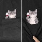 Camiseta Unissex De Algodão Para O Verão Com Estampa De Gato No Bolso, Marca De Moda Hip Hop, Camiseta Unissex De Algodão Para O Verão Com Estampa De Gato No Bolso, Marca De Moda Hip Hop,